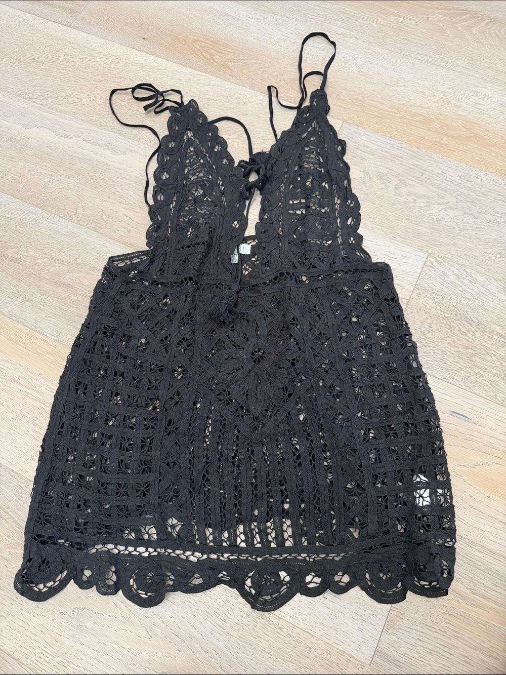 Black Crochet Lace Mini Cover Up